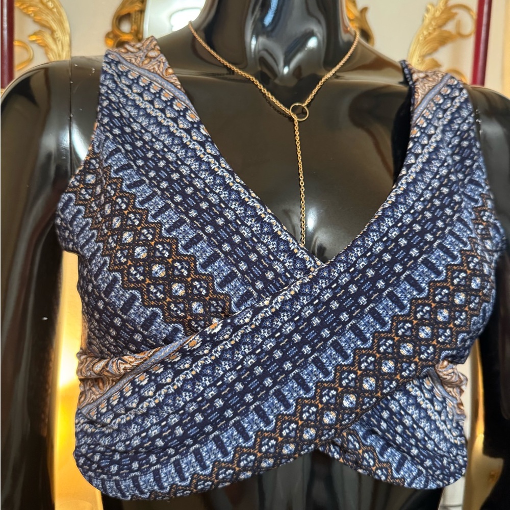 NWT Blue Patterned Women's Top